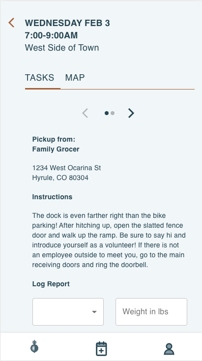 screenshot of logging a shift