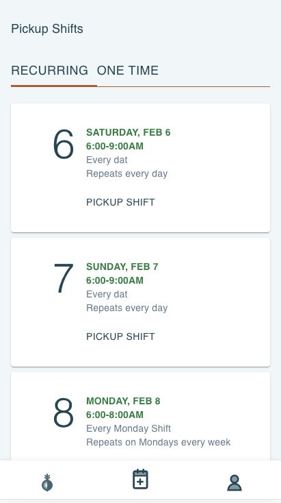 screenshot of available pickups